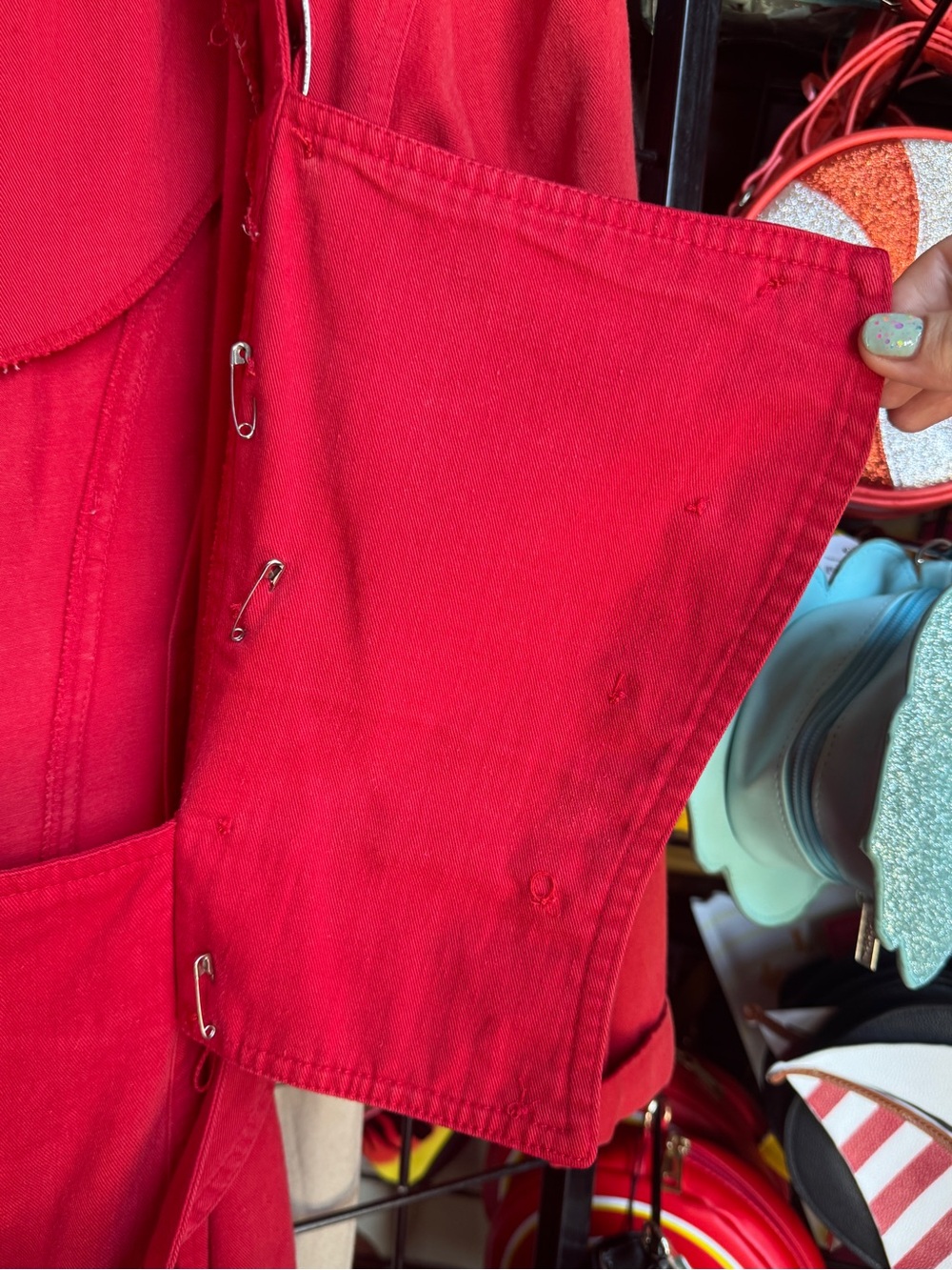 VTG 80's Karen Alexander Red Buckles & Buttons Jumpsuit - Picture 9 of 15